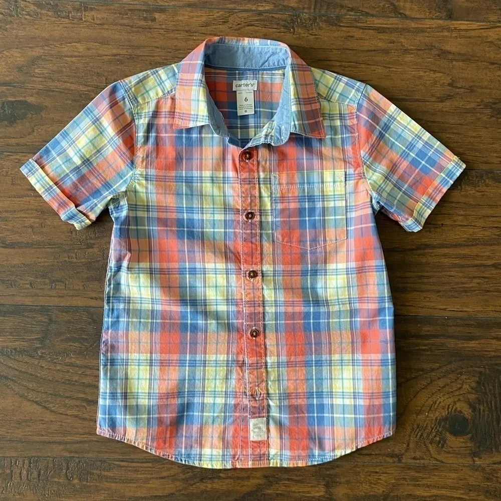 Carter's, Boys, Button Down Shirt, Plaid, Size 6